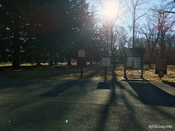 Parking lot and signs.