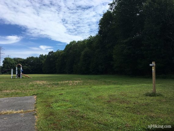 Ireland Brook trailhead is across a field.