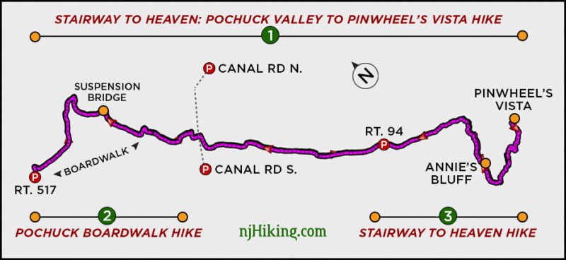 Where to park for Stairway to Heaven NJ and Pochuck Boardwalk.