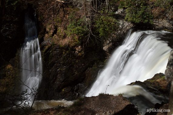 Raymondskill Middle Falls main cascade with one on the left.