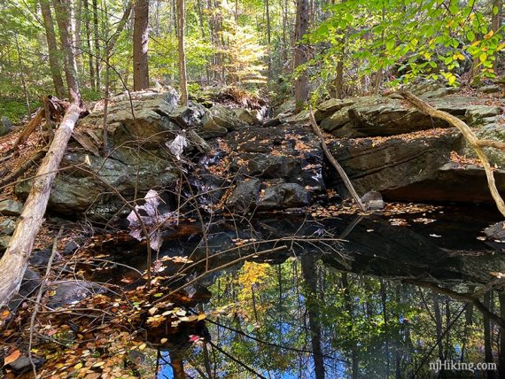 Apshawa Brook with little water and no waterfall.