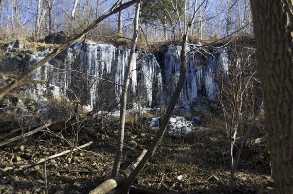 Ice from the cliff above.