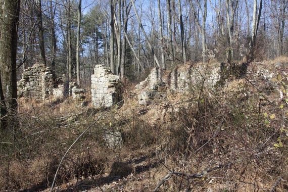 Ruins of farm buildings along the BLUE trail.