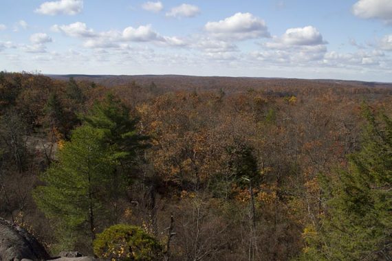 View from a scramble up a fin of rock on the BLUE trail