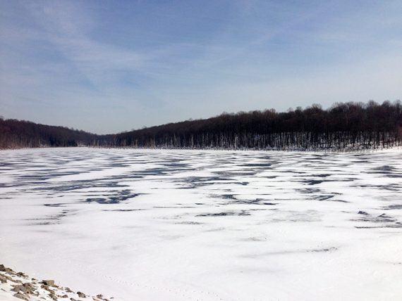 Snow on reservoir