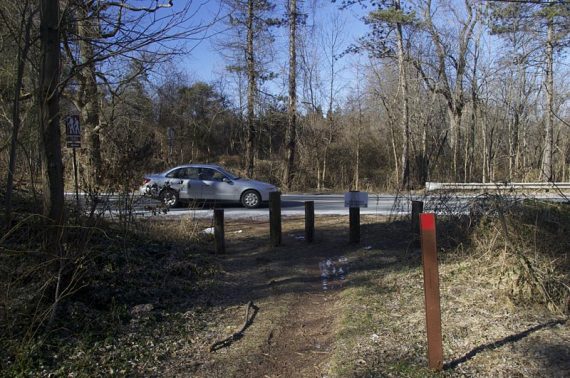 Trail crosses Middlebush Rd