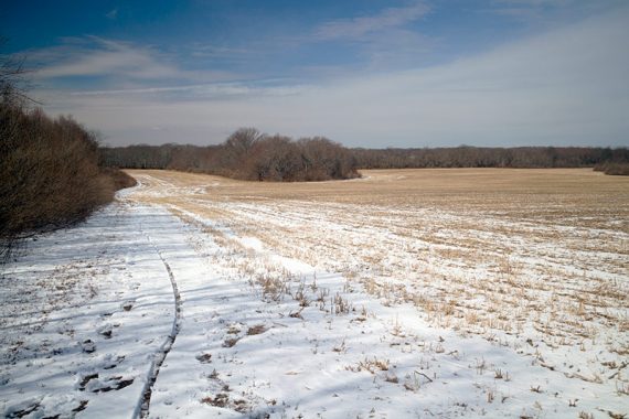 Farm field with snow