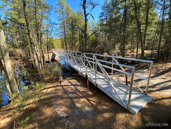 Long metal bridge to Mullica River trail.