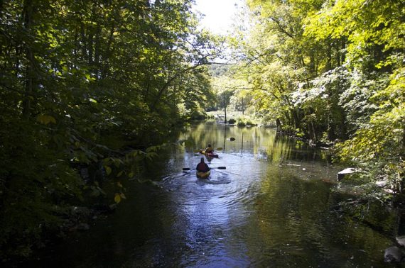 Kayakers on the Wanaque River near Long Pond bridge in 2009
