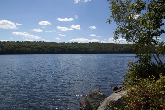 Split Rock Reservoir seen from a rocky outctop.