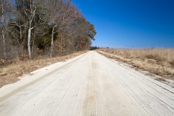 Wide white sand Wildlife Drive.