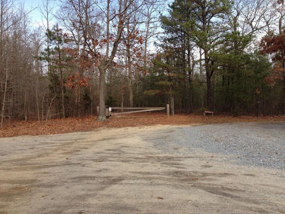 Start of trail in boat parking lot