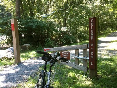 Columbia Trail sign and bike