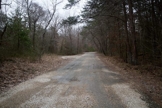 BLUE follows a gravel road for a brief section.