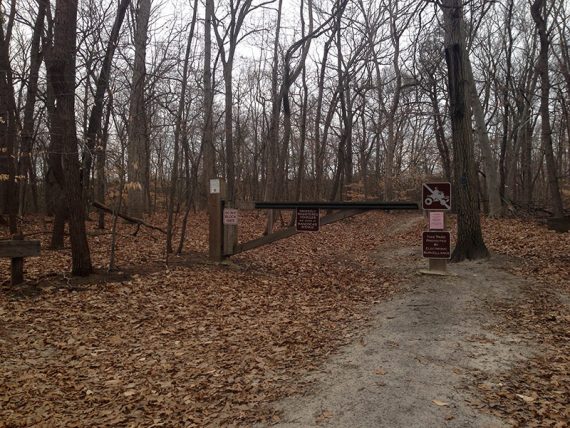 Trail gate at the start of a trail.