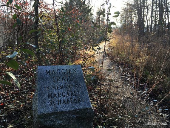Maggie's Trail stone marker.