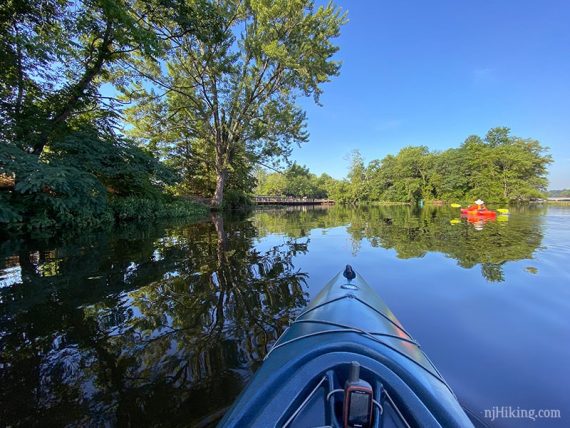 Nearing a bridge while in a kayak.