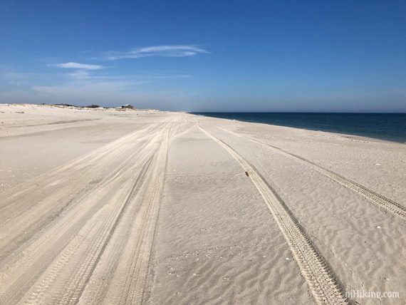 Tire tracks in the sand