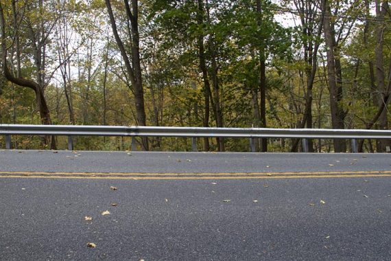 Trail continues across the road, look for the blaze and climb over the guardrail