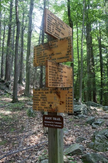 Massive trail sign at junction with the Long Path