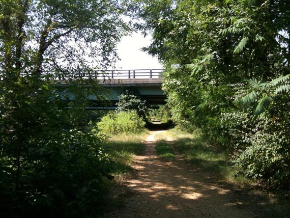 Towpath heading under an overpass