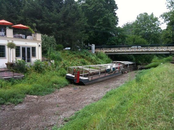 Canal boat on dry land