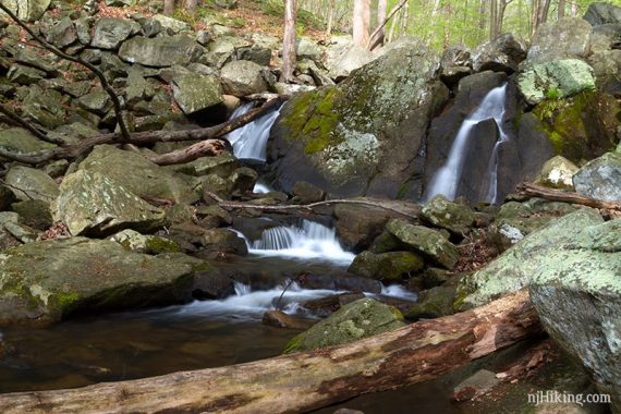 Water cascading over rocks.