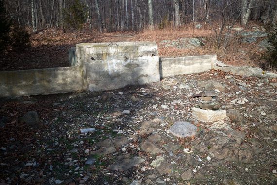 Cement wall remains of a cabin
