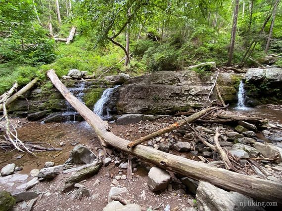 Water cascading over rocks.