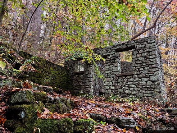 Outside stone wall and steps.