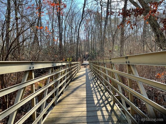 Long metal foot bridge