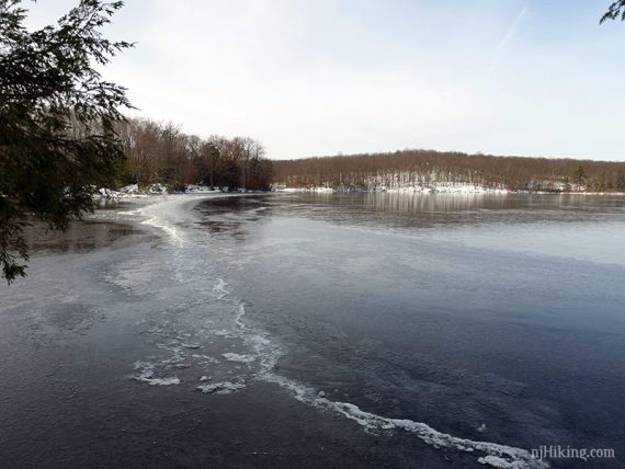 View of frozen Wawayanda Lake