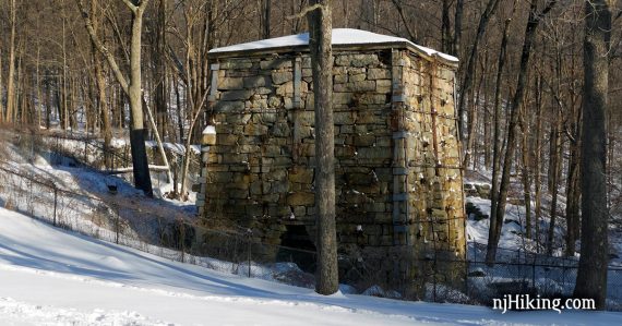 Stone remains of an iron furnace at Wawayanda State Park.