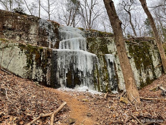 Frozen cascade on a cliff.