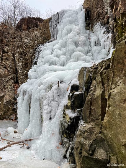 Close up of frozen Hemlock Falls.