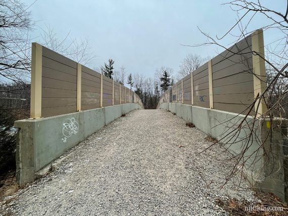 Pedestrian bridge over a road.