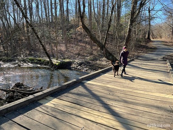 Wooden bridge over Mantua Creek