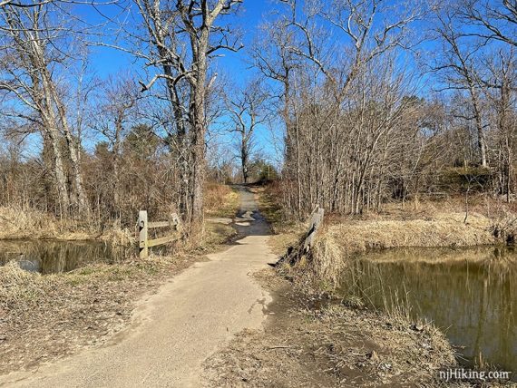 Small bridge with water on either side