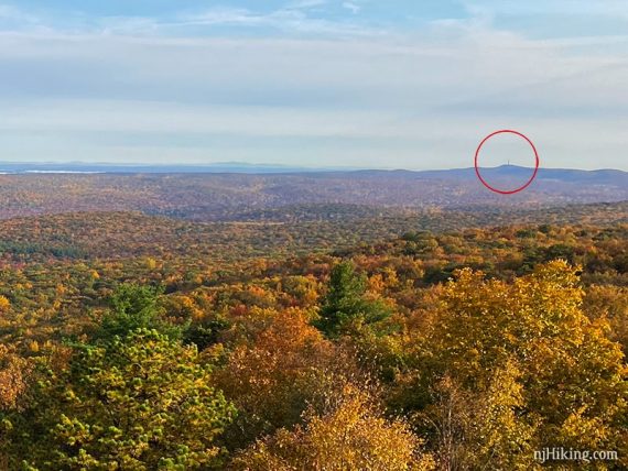 High Point monument on a hill in the distance.