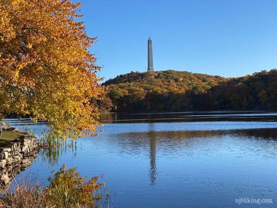 High Point Monument reflected in Lake Marcia.