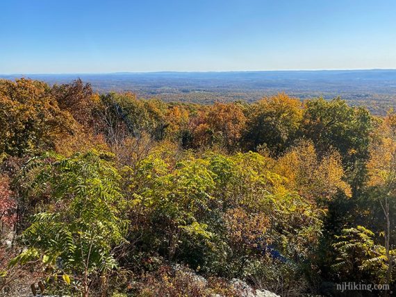 Brightly colored foliage in a valley in New Jersey seen from High Point.