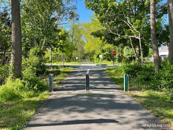 Approaching a road crossing on the Henry Hudson trail