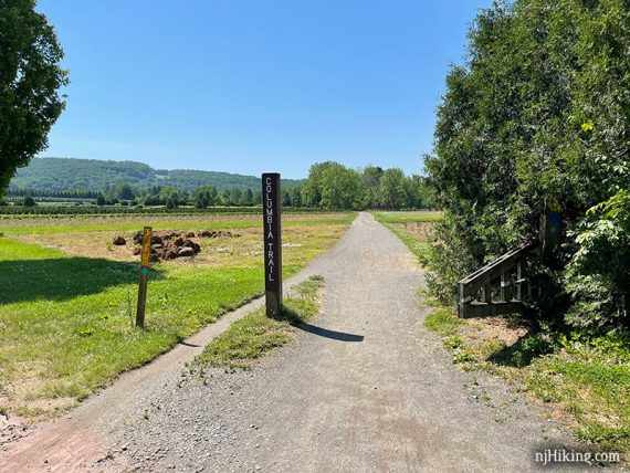 Columbia Trail marker post and gate.