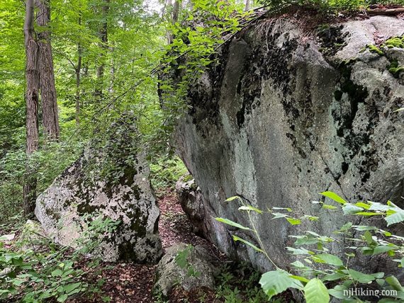 Large rock with a split off piece