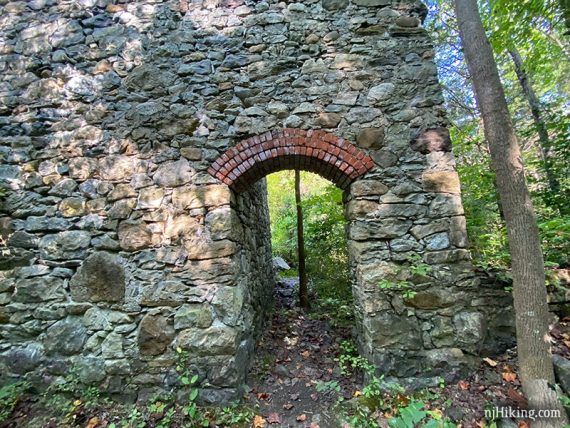 Brick arch over doorway.