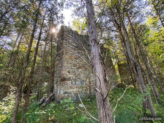 Tall stone wall.