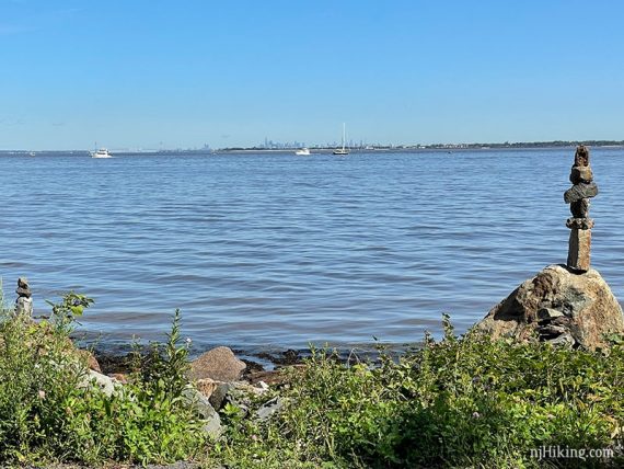 View of Sandy Hook Bay and New York skyline from Bayshore Trail