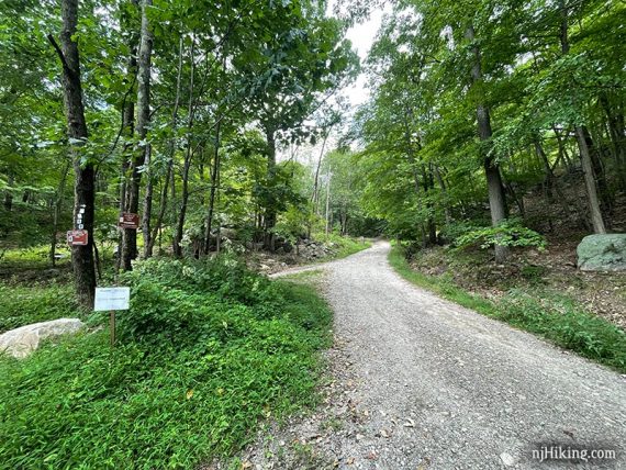 Wide gravel paths at an intersection