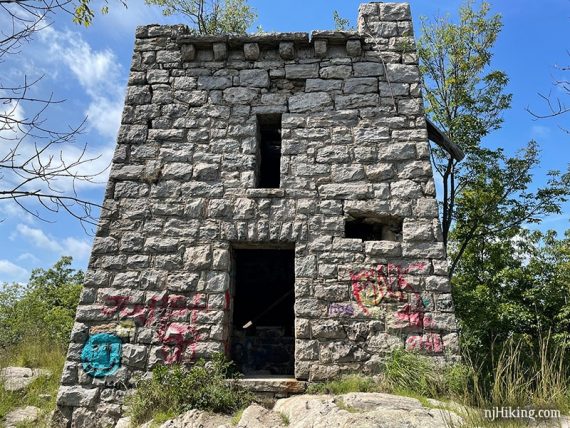 Front entrance of a stone water tower