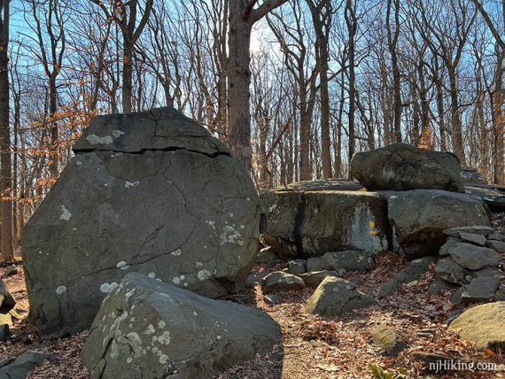 Large boulders on a trail.